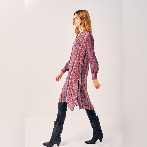 Rapsodia Gunjeet Violet midi tunic‎ dress Bohemian Patterned kimono - Picture 1 of 11